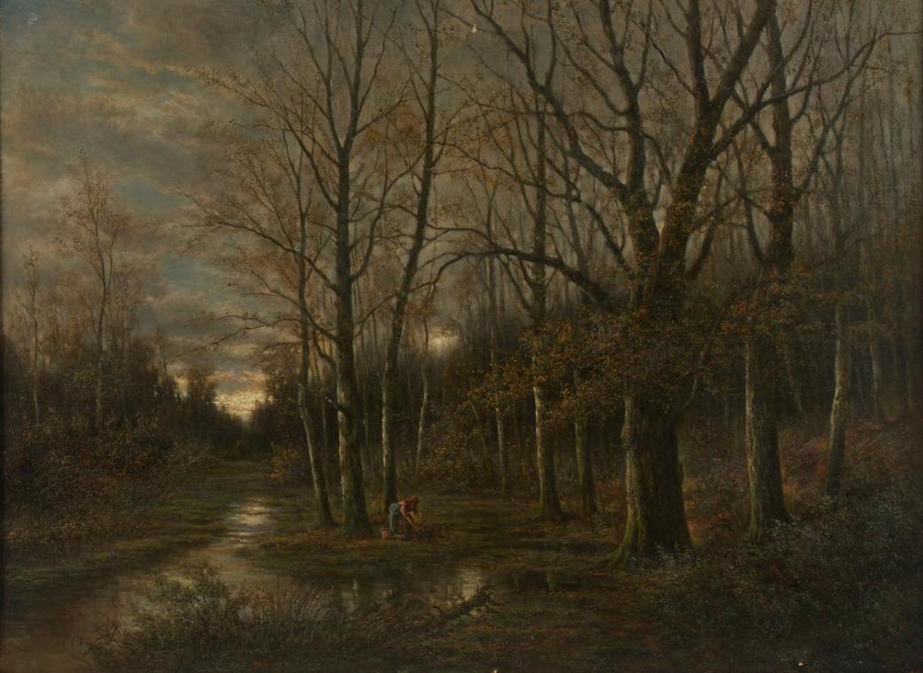 Franz Stephan Paschinger, Aulandschaft bei Lundenburg, undatiert, Öl auf Leinwand, 85,5 x 115 c…