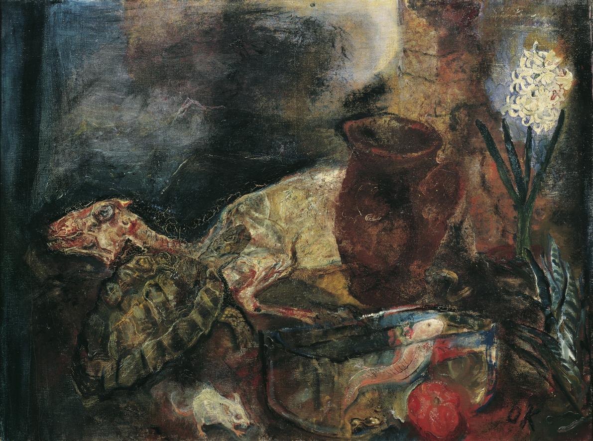 Oskar Kokoschka, Stillleben mit Hammel und Hyazinthe, 1910, Öl auf Leinwand, 87 x 114 cm, Belve…