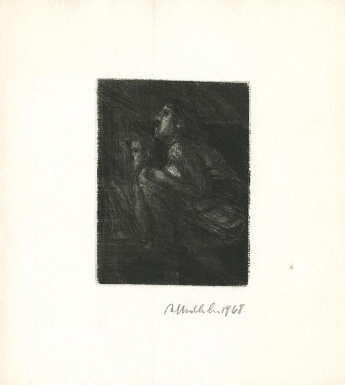 Alfred Hrdlicka, Ohne Titel, 1968, Radierung, Blattmaße: 22,5 x 20,3 cm, Plattenmaße: 11,8 x 8,…