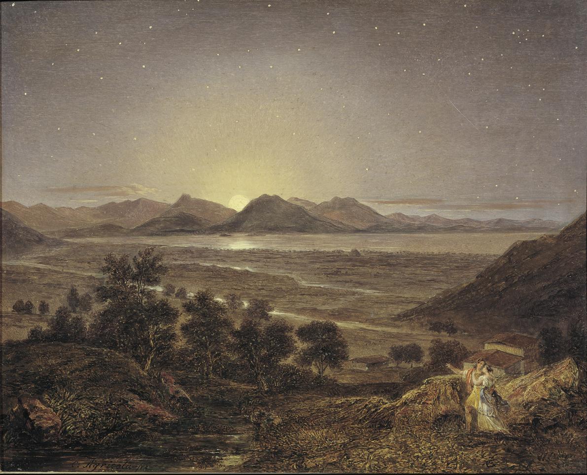 Carl Agricola, Marathon bei Mondbeleuchtung, 1829, Öl auf Karton, 25,5 x 31,5 cm, Belvedere, Wi…