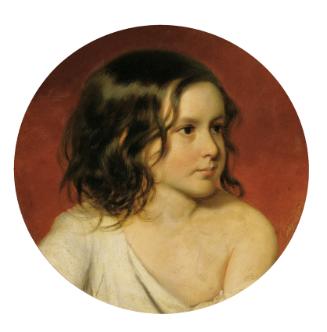 Josef Matthäus Aigner, Kinderbildnis, 1848, Öl auf Karton, 39,3 cm, Belvedere, Wien, Inv.-Nr. 5…