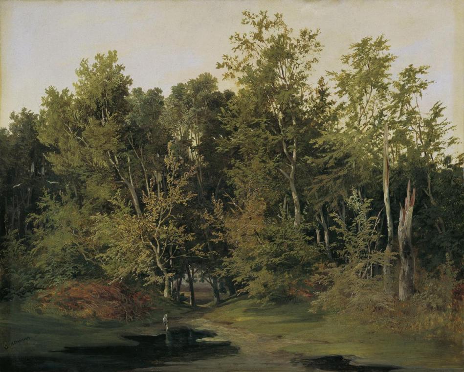 Anton Altmann der Jüngere, Waldlandschaft in Niederösterreich, um 1850, Öl auf Karton auf Holz, ...