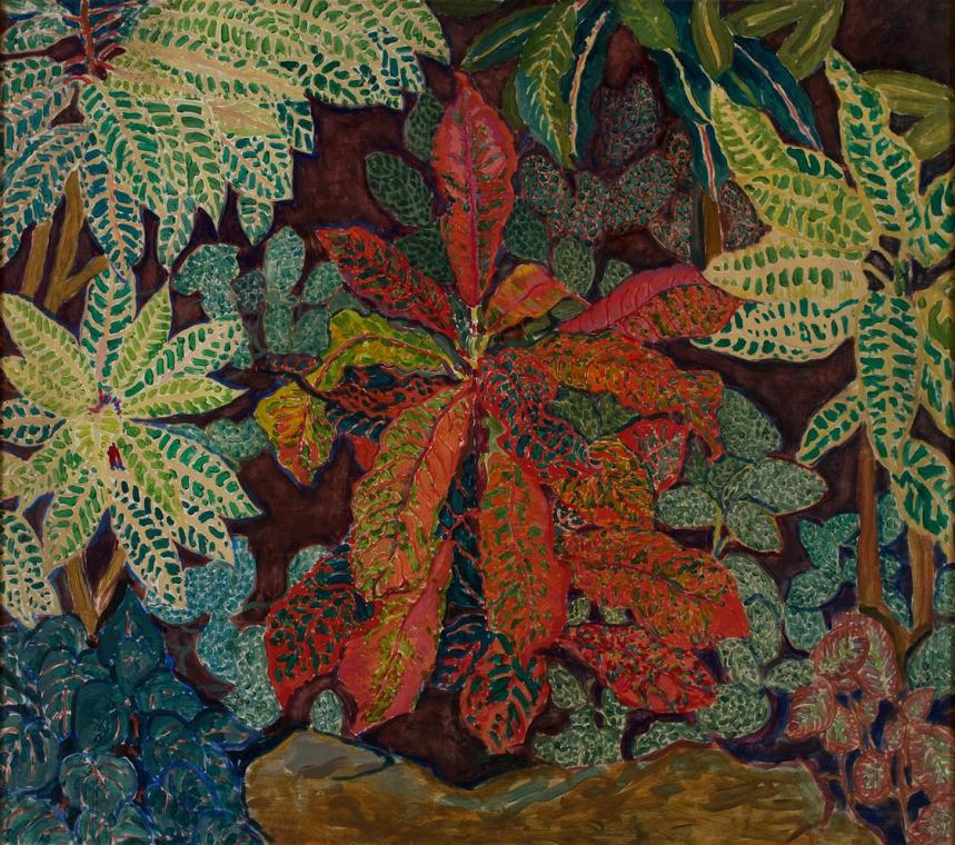 Helene Funke, Treibhausbild, undatiert, Tempera auf Leinwand, 78 x 85 cm, Artothek des Bundes, …