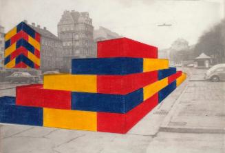 Roland Goeschl, Entwurf für Mauereckmonument mit Fassadengestaltung, Wienzeile (Installation im…