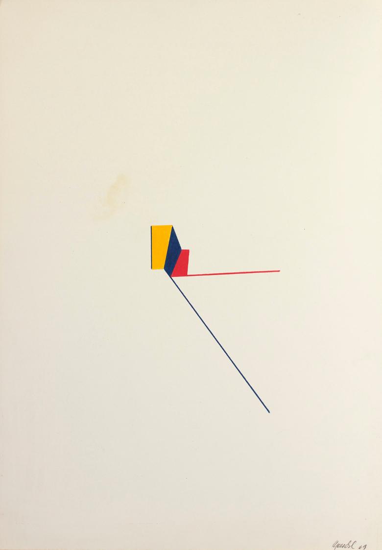 Roland Goeschl, Ohne Titel, um 1974, Buntstift auf Papier, 45 × 31,2 cm, Belvedere, Wien, Inv.-…