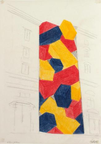 Roland Goeschl, Lückenfüller, 1982, Bleistift und Buntstift auf Pauspapier, 42 x 29,5 cm, Belve…