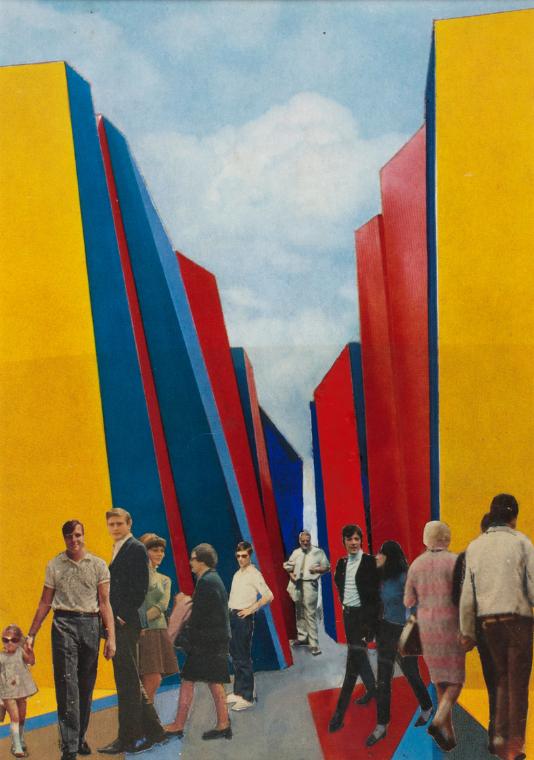 Roland Goeschl, Sackgasse, 1967, Foto, Zeitschriftenausschnitte und Kunststoff auf Karton, 22 x…