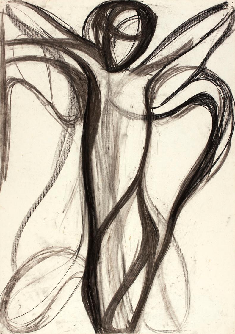 Josefine Sokole, Figurenstudie, Kreide auf Papier, 85,7 x 61 cm, Belvedere, Wien, Inv.-Nr. 9987