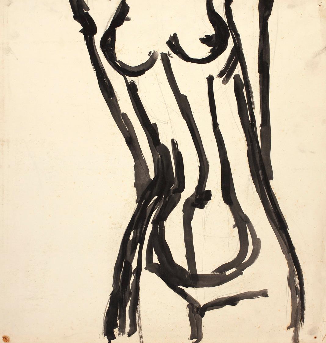 Josefine Sokole, Aktstudie, Tusche auf Papier, 63 x 61,2 cm, Belvedere, Wien, Inv.-Nr. 9991