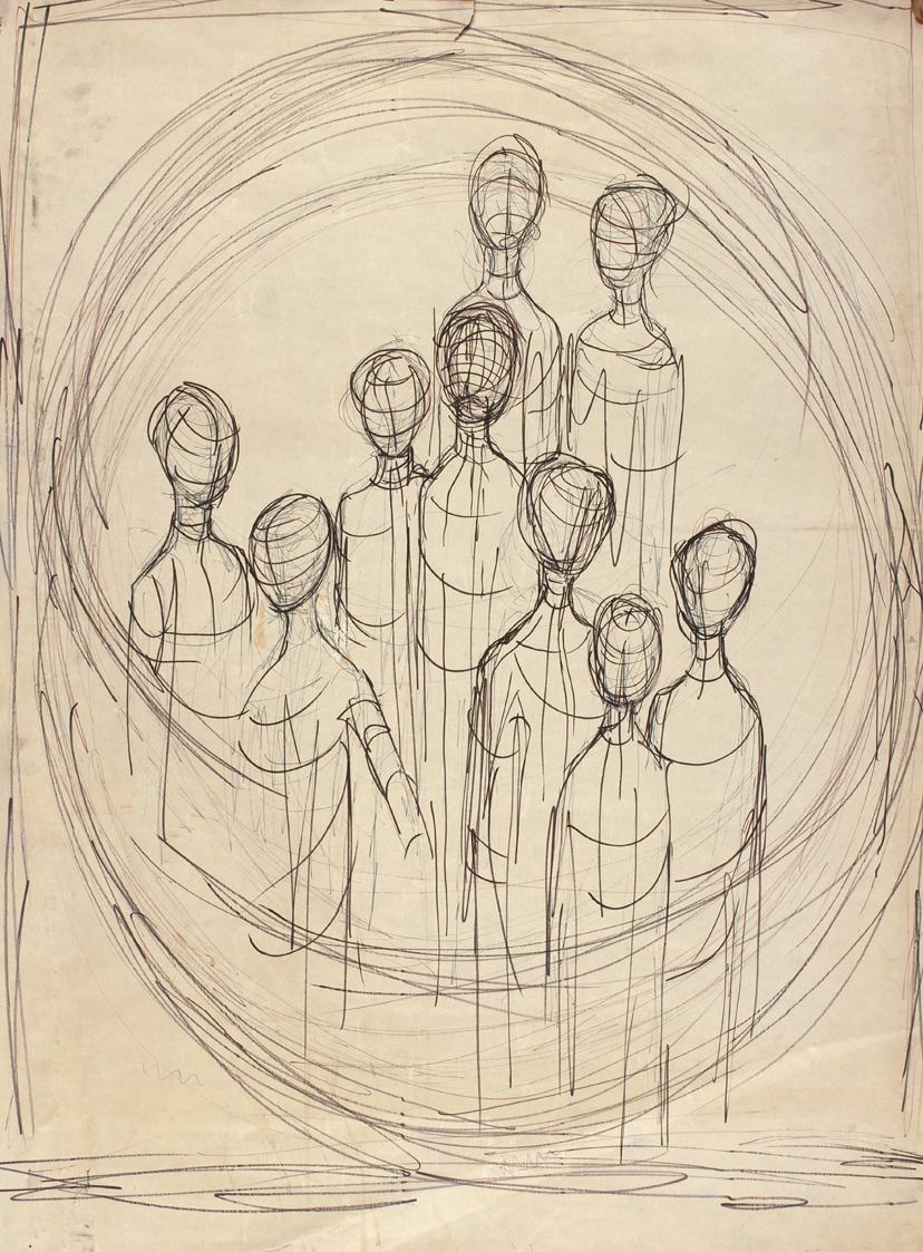 Josefine Sokole, Figurenstudie, Kugelschreiber und Filzstift auf Papier, 92,2 x 65 cm, Belveder…