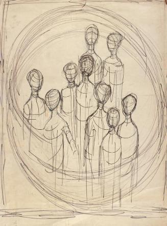 Josefine Sokole, Figurenstudie, Kugelschreiber und Filzstift auf Papier, 92,2 x 65 cm, Belveder…
