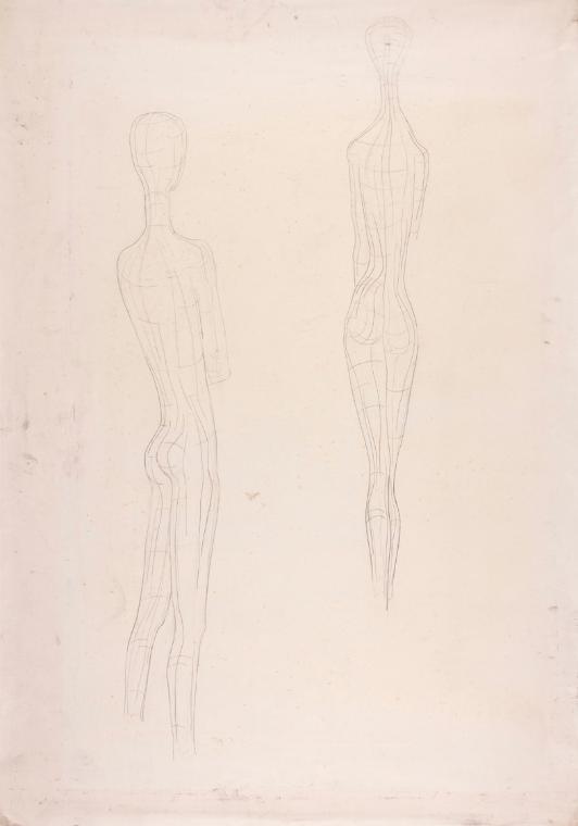 Josefine Sokole, Skulpturenstudie, Bleistift auf Papier, 100 x 71 cm, Belvedere, Wien, Inv.-Nr.…