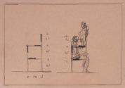 Cornelius Kolig, Vier Skizzen zu Oberes und Unteres Belvedere, 1985, Bleistift auf Papier, je: …