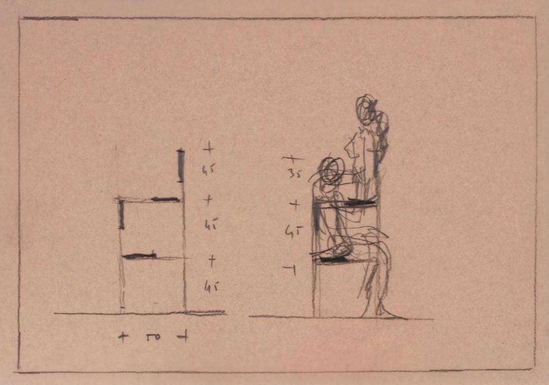 Cornelius Kolig, Vier Skizzen zu Oberes und Unteres Belvedere, 1985, Bleistift auf Papier, je: …