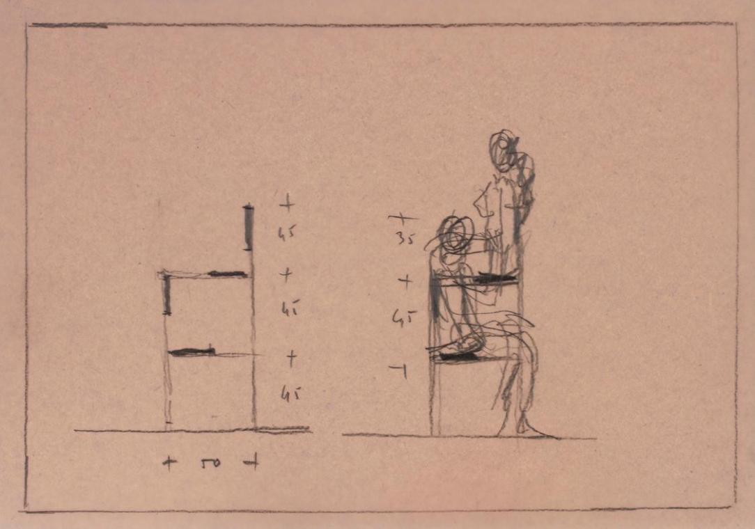 Cornelius Kolig, Vier Skizzen zu Oberes und Unteres Belvedere, 1985, Bleistift auf Papier, je:  ...