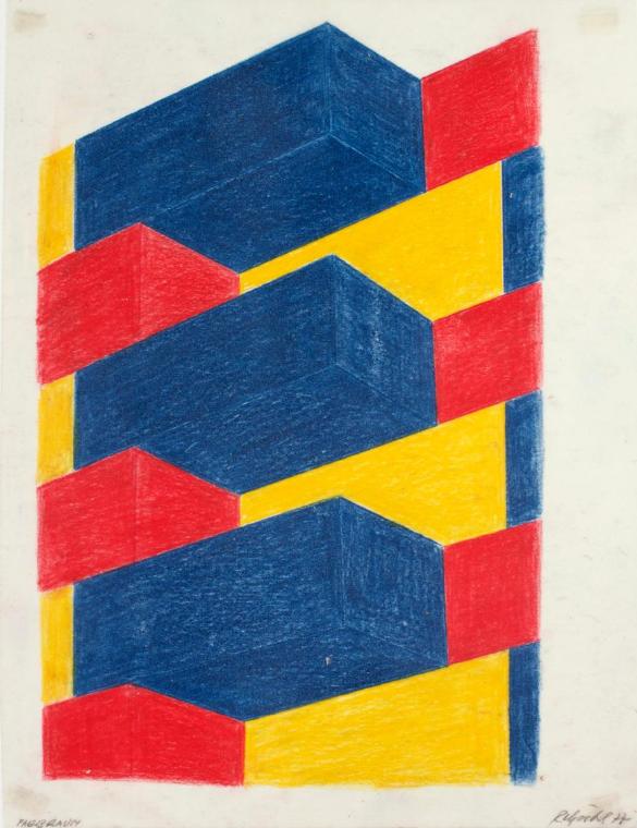 Roland Goeschl, Farbraum, 1977, Fettkreide auf Seidenpapier, 26,8 × 20,5 cm, Belvedere, Wien, I…