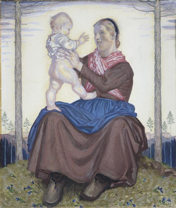 Ferdinand Andri, Mutterglück, 1911, Pastell auf Papier, 71 x 60,7 cm, Belvedere, Wien, Inv.-Nr.…