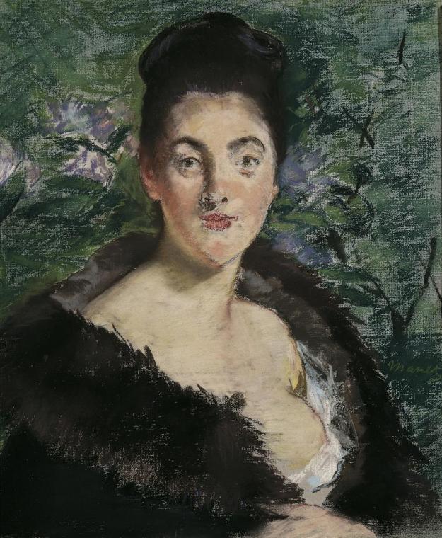 Édouard Manet, Dame im Pelz, um 1880, Pastell auf Leinwand, 55,8 x 45,8 cm,  Belvedere, Wien, I…