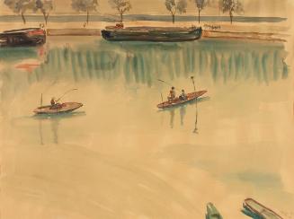 Franz Blum, Schiffe auf der Seine bei Paris, 1939, Aquarell auf Papier, 47,2 x 64,7 cm, Belvede…