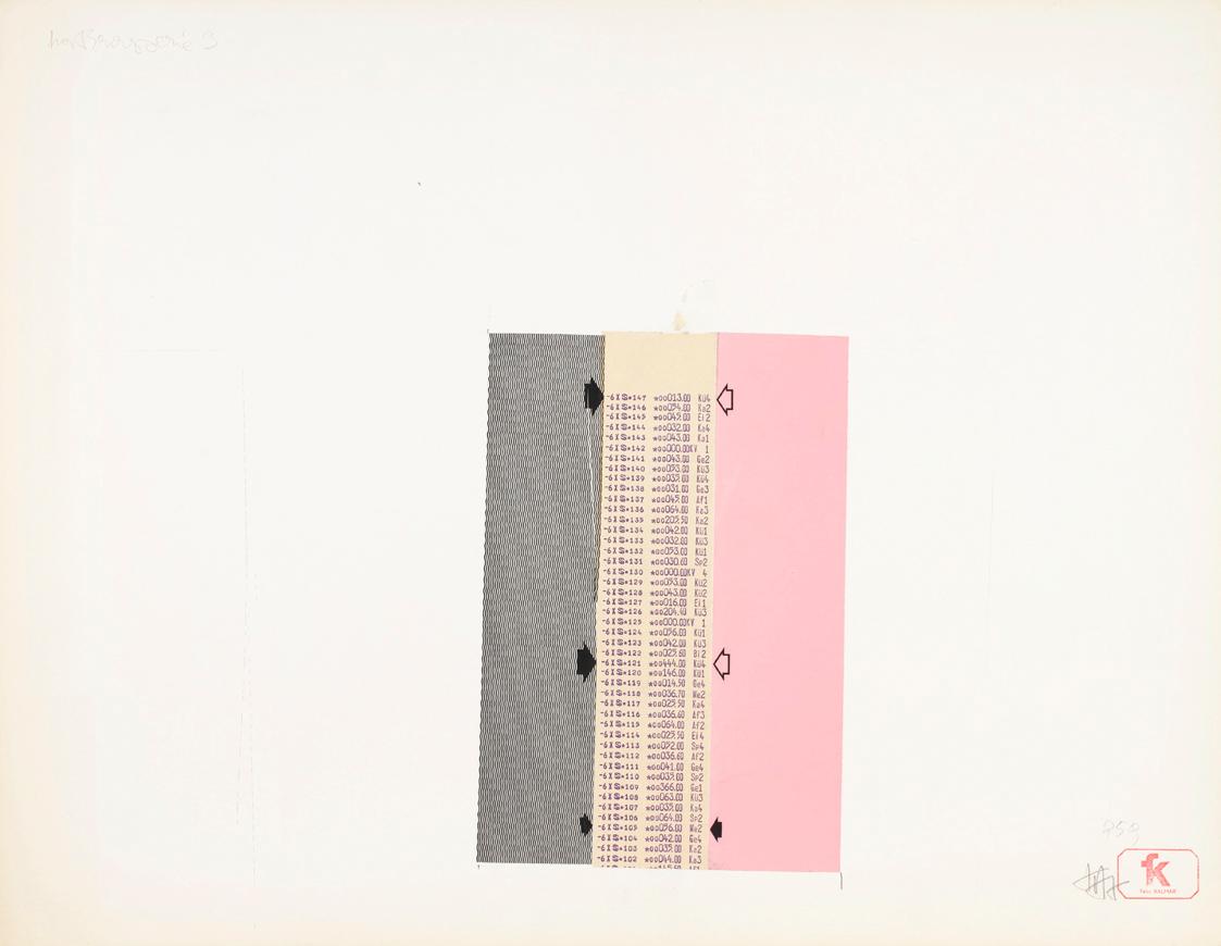 Felix Kalmar, Kassabon La Brasserie, undatiert, Collage auf Papier, Blattmaße: 50 × 64,8 cm, Be…