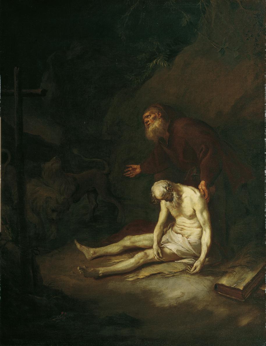 Martin Johann Schmidt, Die heiligen Eremiten Antonius und Paulus, um 1765, Öl auf Leinwand, 143…