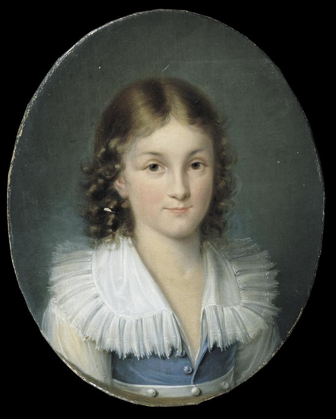 Josef Lambert Denk, Der Vater des Künstlers als Kind, Öl auf Leinwand, hochoval: 47,5 × 38 cm, …