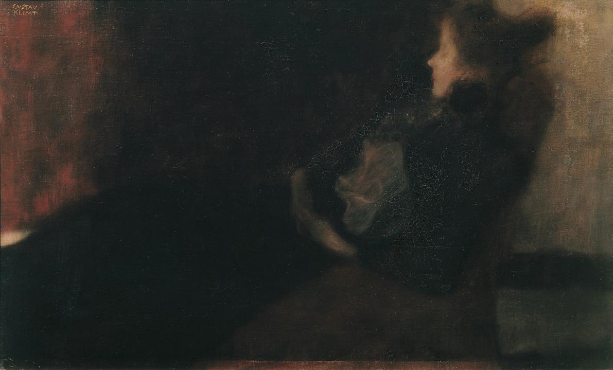 Gustav Klimt, Dame am Kamin, 1897/1898, Öl auf Leinwand, 41 × 66 cm, Belvedere, Wien, Inv.-Nr. …