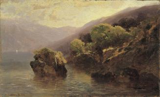 Alexandre Calame, Partie vom Genfer See, 1852, Öl auf Holz, 17,5 x 28,5 cm, Belvedere, Wien, In…