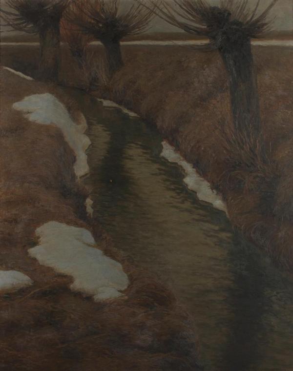 Hans Ranzoni der Ältere d. Ä., Tauwetter, um 1900, Öl auf Leinwand, 150 x 120 cm, Belvedere, Wi…