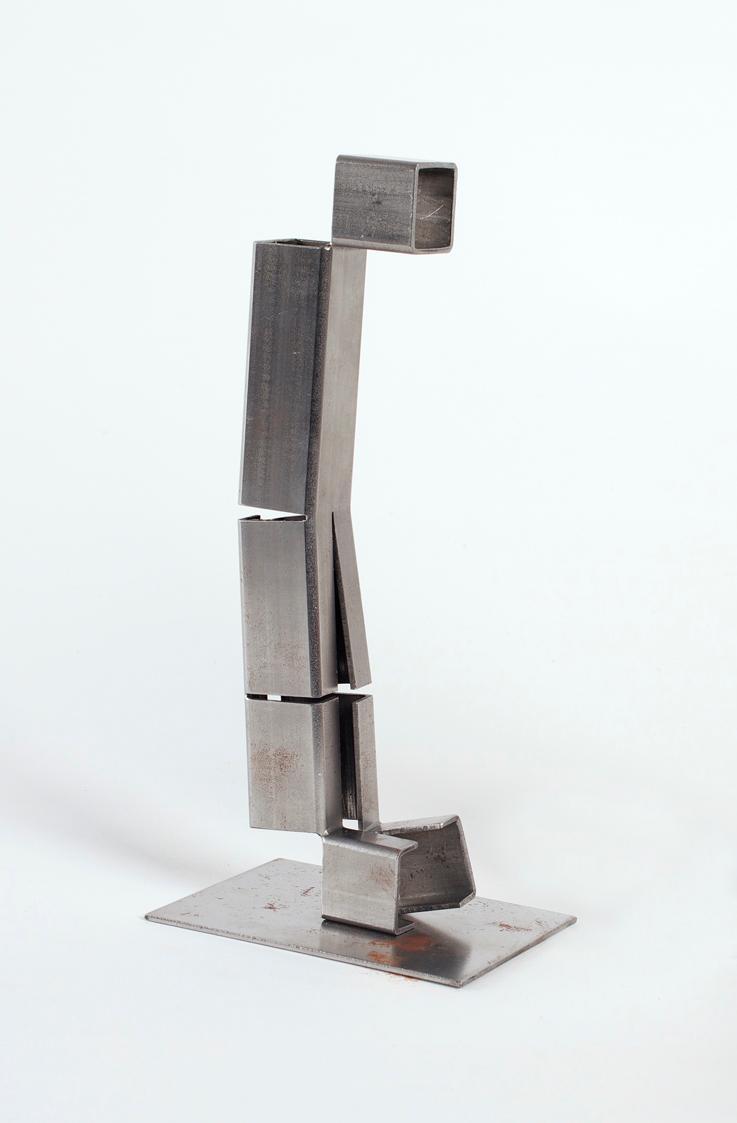 Johann Georg Gsteu, Stand- und Spielbein, 2009–2010, Quadrat-Profil, Stahl, 17,5 × 6 × 8 cm, Be…