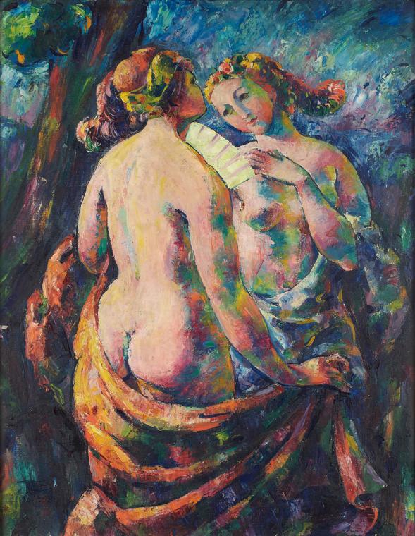 Georg Merkel, Zwei Frauenakte, 1920, Öl auf Leinwand, 57,5 × 46 cm, Belvedere, Wien, Inv.-Nr. 1…