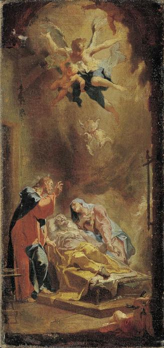 Caspar Franz Sambach, Der Tod des heiligen Joseph, um 1751/1754, Öl auf Leinwand, 50 x 24 cm, B…