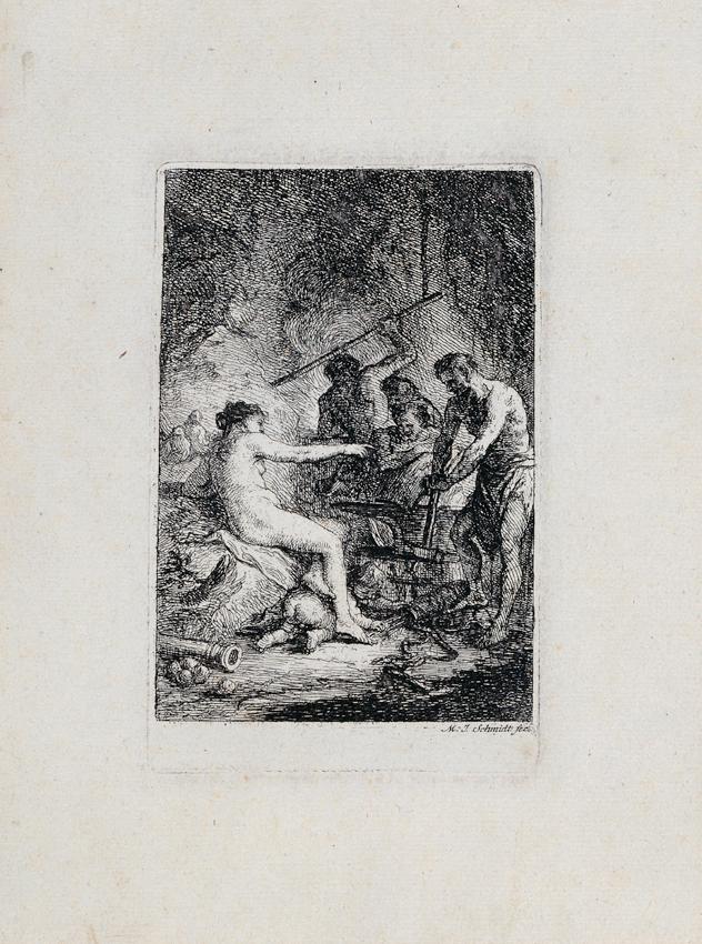 Martin Johann Schmidt, Venus in der Schmiede des Vulkan, 1768, Radierung, Plattenmaße: 14,5 x 9…