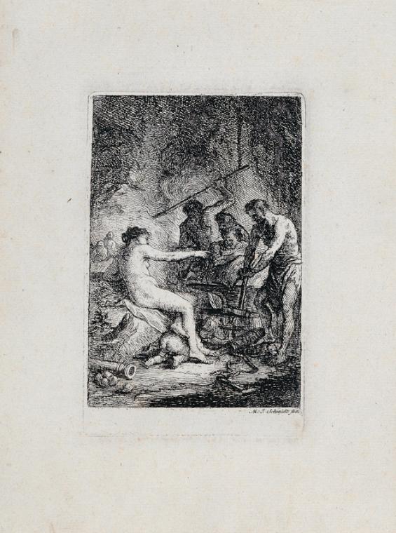 Martin Johann Schmidt, Venus in der Schmiede des Vulkan, 1768, Radierung, Plattenmaße: 14,5 x 9…