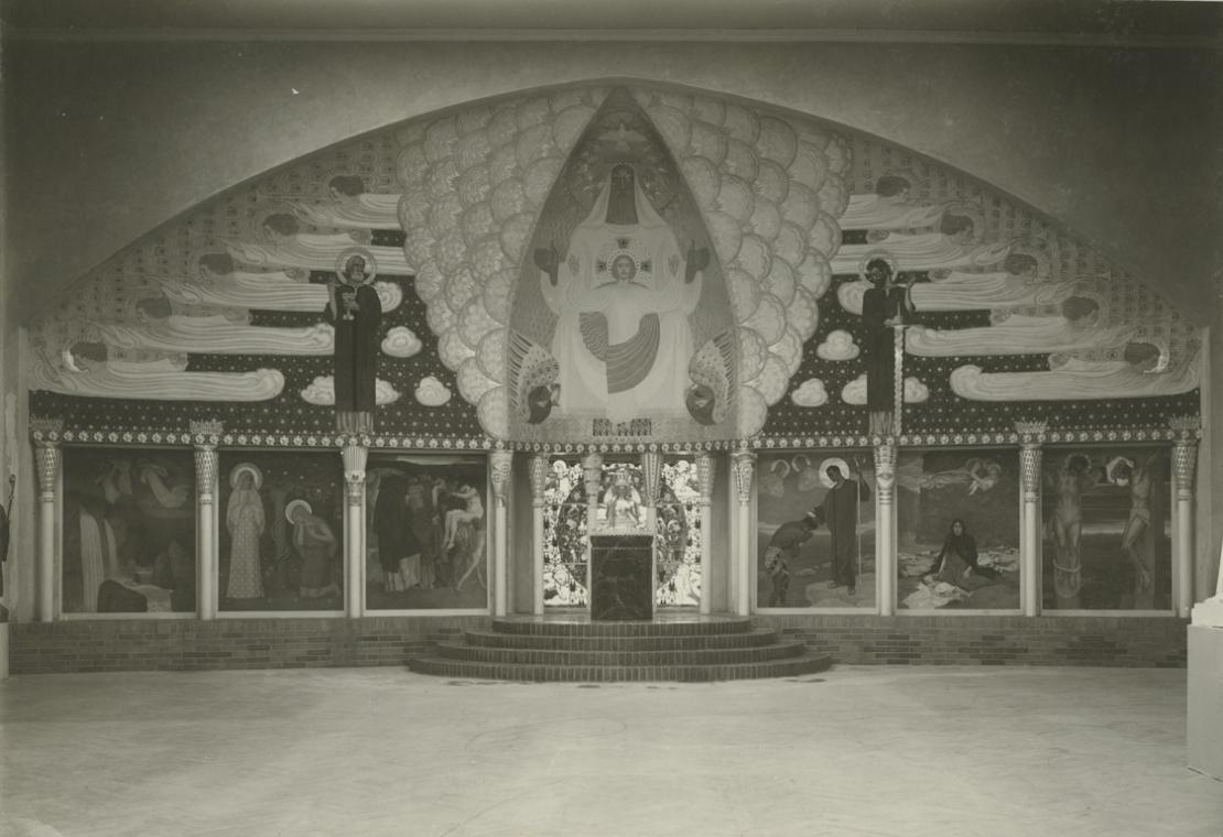 Moriz Nähr, Ferdinand Andri, Die Apsis des Hauptraums der XXIV. Ausstellung der Secession 1905,…