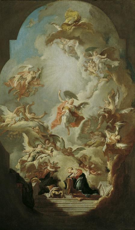 Paul Troger, Die Verkündigung an Maria, um 1747, Öl auf Leinwand, 85,5 x 52 cm, Belvedere, Wien ...