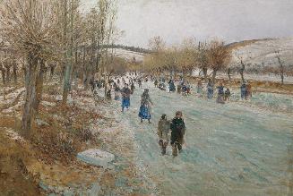 Theodor von Hörmann, Eisläufer auf der Thaya bei Lundenburg, 1893, Öl auf Leinwand, 70,5 x 103 …