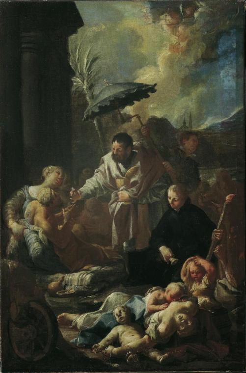 Paul Troger, Der heilige Franz Xaver unter den Pestkranken in Goa, um 1749/1750, Öl auf Leinwan…