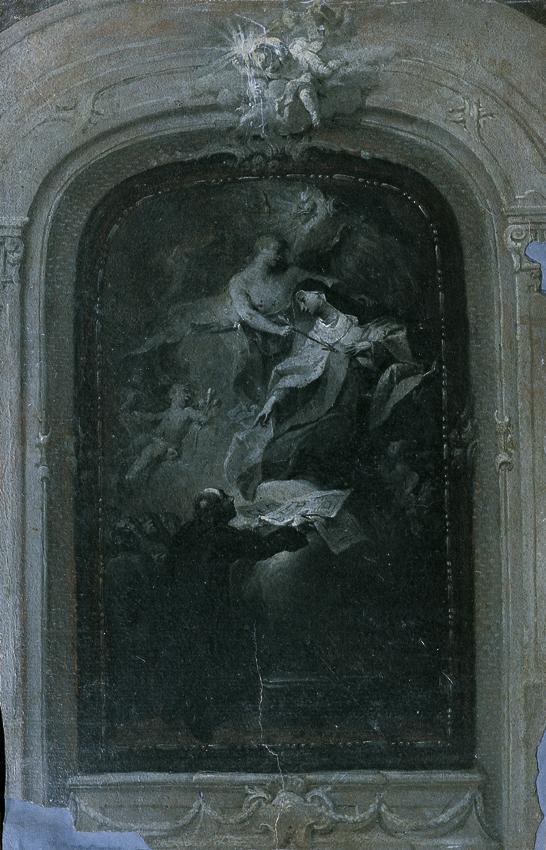 Franz Sigrist d. Ä., Entwurf für einen Theresienaltar, um 1765/1770, Ölgrisaille auf Papier, 32…