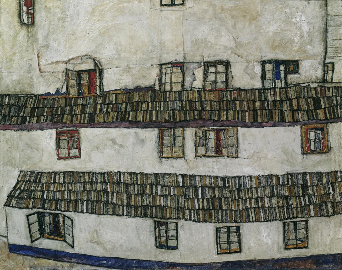 Egon Schiele, Hauswand (Fenster), 1914, Öl auf Leinwand, 111 × 142 cm, Belvedere, Wien, Inv.-Nr ...