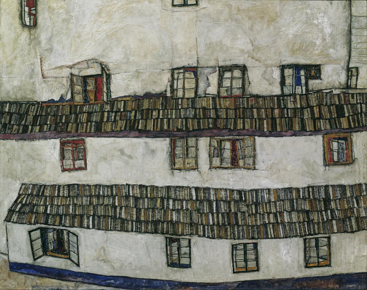 Egon Schiele, Hauswand (Fenster), 1914, Öl auf Leinwand, 111 × 142 cm, Belvedere, Wien, Inv.-Nr…