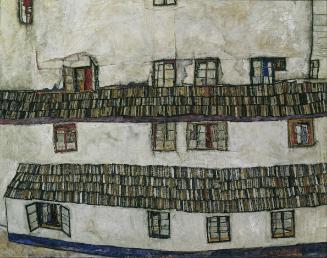 Egon Schiele, Hauswand (Fenster), 1914, Öl auf Leinwand, 111 × 142 cm, Belvedere, Wien, Inv.-Nr…