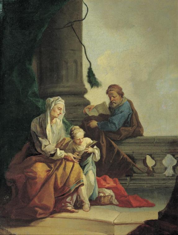 Daniel Gran, Unterweisung Mariens durch Joachim und Anna, um 1746/1747, Öl auf Leinwand, 48 x 3…