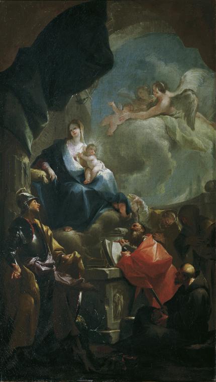Franz Anton Palko, Thronende Madonna mit Kind, von Heiligen verehrt, um 1760/1766, Öl auf Leinw…