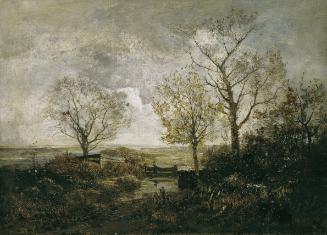 Emil Jakob Schindler, Herbstlandschaft am Fluss, um 1887-1888, Öl auf Leinwand, 41 x 56 cm, Bel…