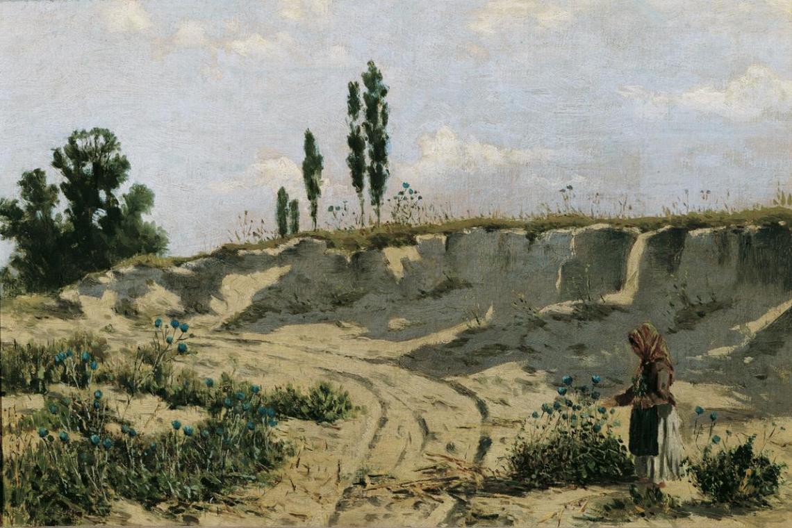 Theodor von Hörmann, Sandweg, 1890, Öl auf Leinwand auf Karton, 23 x 36 cm, Belvedere, Wien, In ...