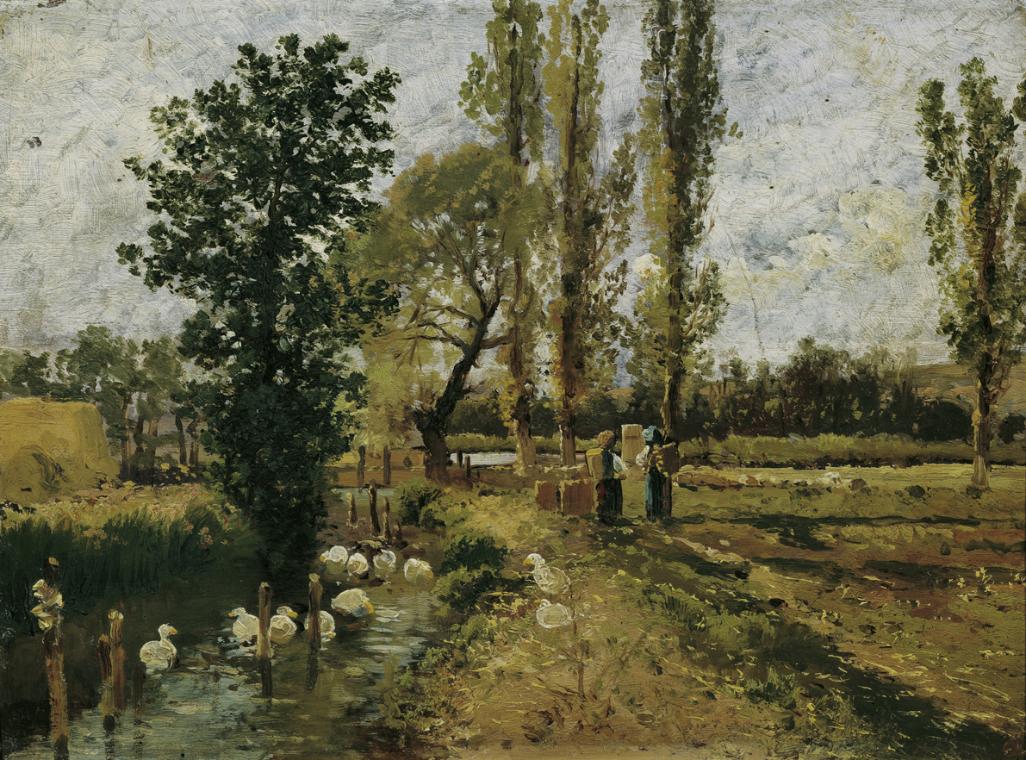 Theodor von Hörmann, Bachlandschaft, um 1885, Öl auf Holz, 19,5 x 26 cm, Belvedere, Wien, Inv.-…