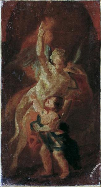 Unbekannter Künstler, Kind mit Schutzengel, um 1750, Öl auf Leinwand, 26 x 14 cm, Belvedere, Wi…
