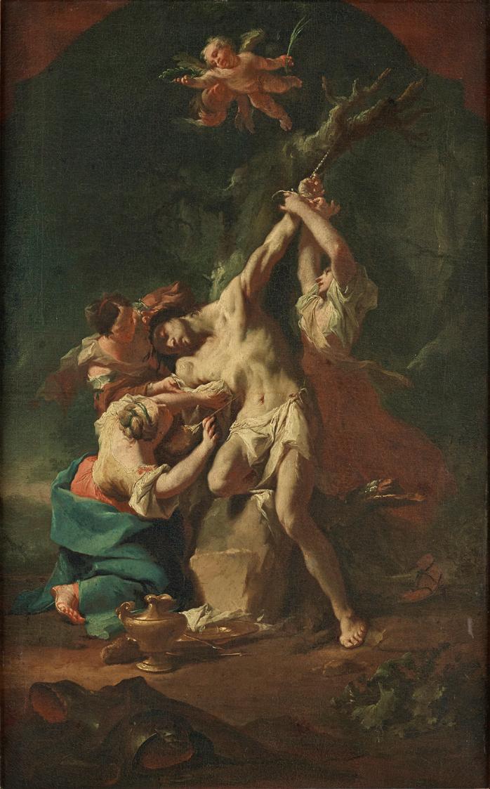 Paul Troger, Der heilige Sebastian und die Frauen, um 1746, Öl auf Leinwand, 60 x 37 cm, Belved ...