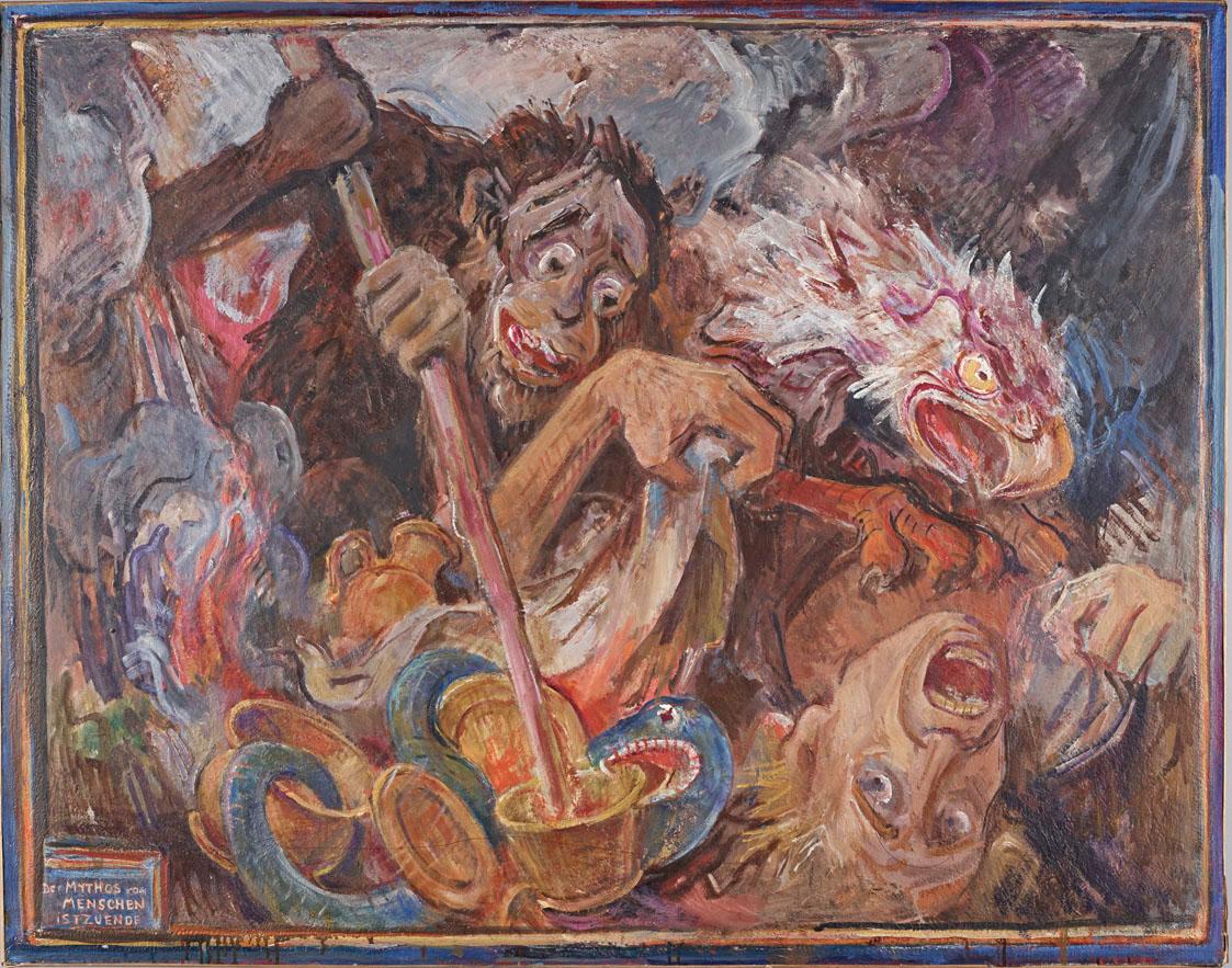 Robert Eigenberger, Der Mythos vom Menschen ist zu Ende, um 1950, Öl auf Leinwand, 96 x 121,5 c…